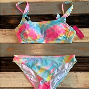 Womens Tie-Dye Bikini Set - Blue, Pink, Yellow